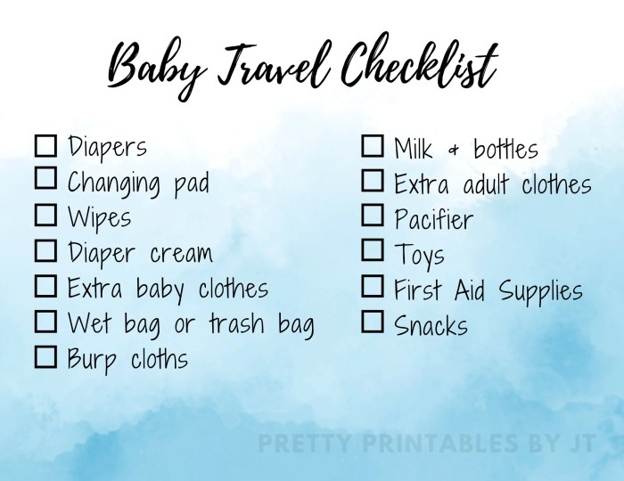 Traveling with a baby checklist